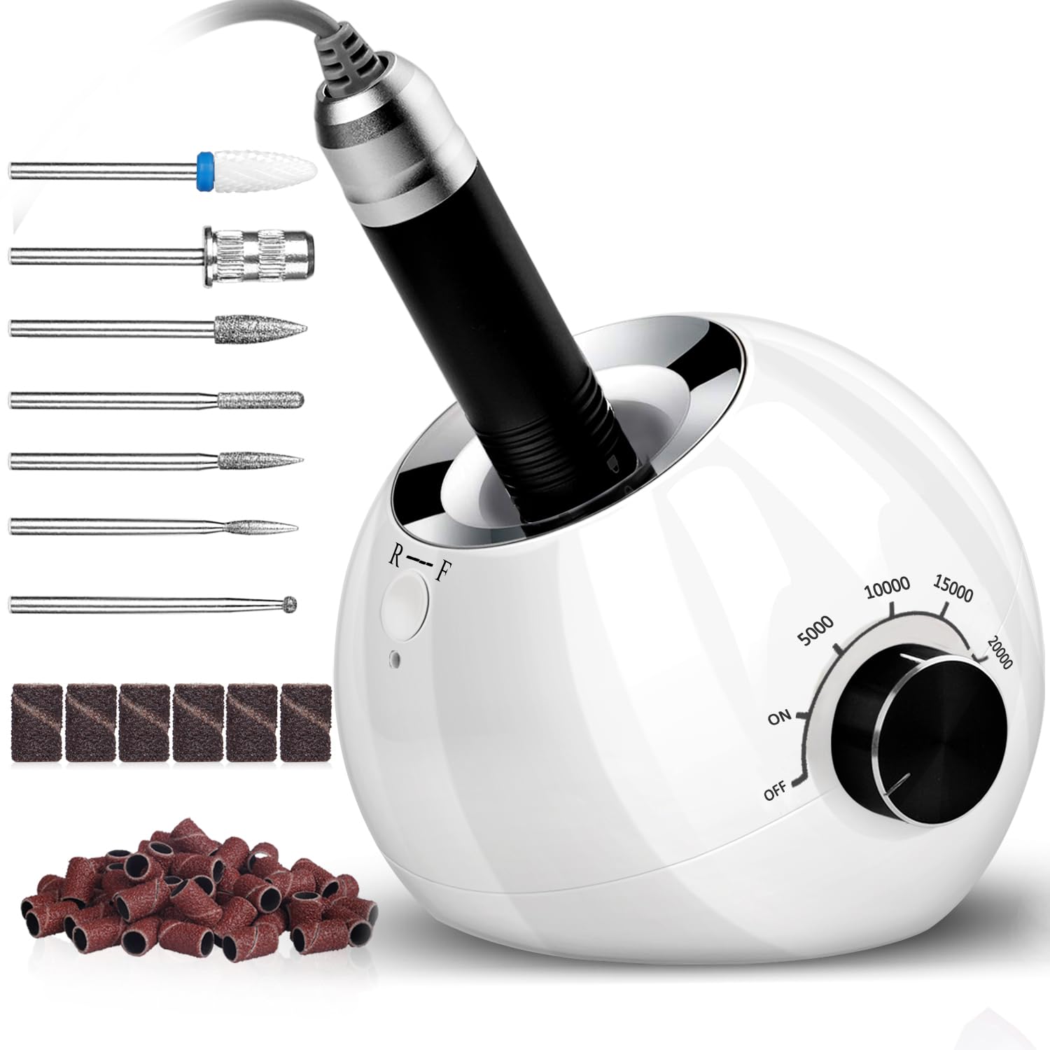 Torno para Uñas Profesional 35000 RPM, AZ GOGO Torno para Uñas de Gel y Acrílico, Lima Eléctrica para Uñas con 7 Brocas, Velocidad Ajustable, Set de Manicura y Pedicura Eléctrico para Salón DIY