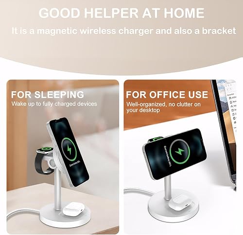 Miniatura 5 de 2025 Estación de carga inalámbrica 3 en 1 para iPhone 1615141312, Apple Watch 9Ultra 2, AirPods  Cargador rápido de 20 W, compatible con Mag-Safe,