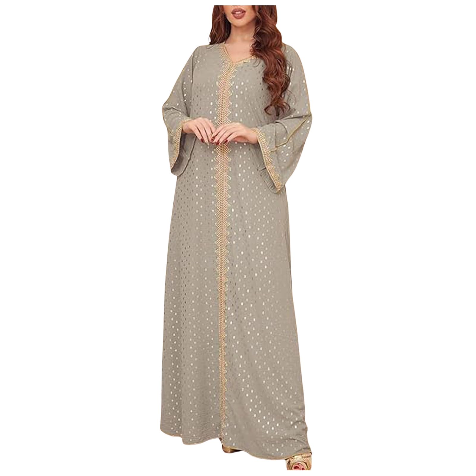 Vestido Dubái musulmán Estampado en Oro para Mujer