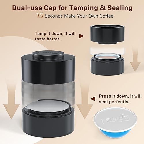 Miniatura 10 de Juego de 100 tapas de papel de aluminio originales de Vertuo reutilizables, ALSeal EZ FIT para cápsulas recargables Nespresso, compatibles con