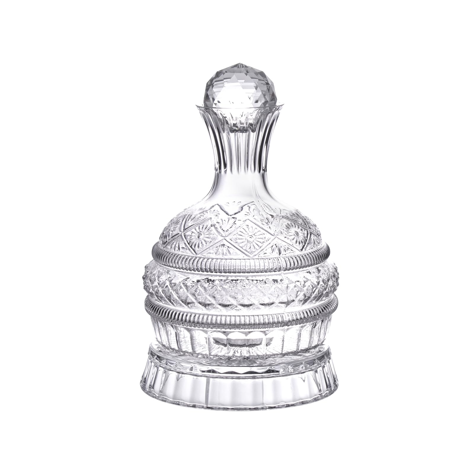 Liquor Decanter, 1600ml Rotatable Glass Decanter with Stopper, Lead-Free Elegant Red Wine Carafe, Unique Wine Aerator for Bar, Party, Anniversary, Home, Banquet, Idea Gift for Men and Women