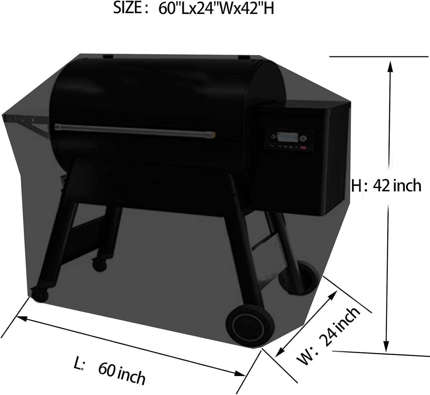 bbq grill cover 60" l x 24" w x 42" h,600d heavy duty waterproof gas grill cover for weber,char-broil,brinkmann,nexgrill barbecue grills,barbecue and more,with adjustable strap cover 60" l x 24" w x 42" h black