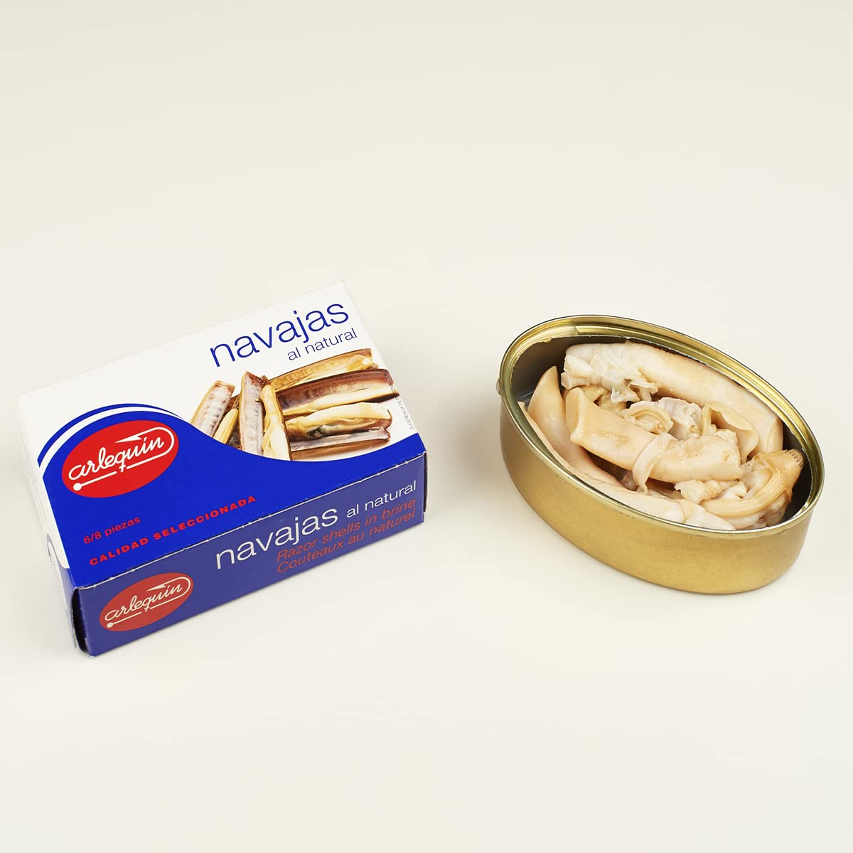 ARLEQUIN Navajas al Natural, Pack de 4 Latas de 120 grs. y 4/8 Unds (480 grs y 16/32 unds)
