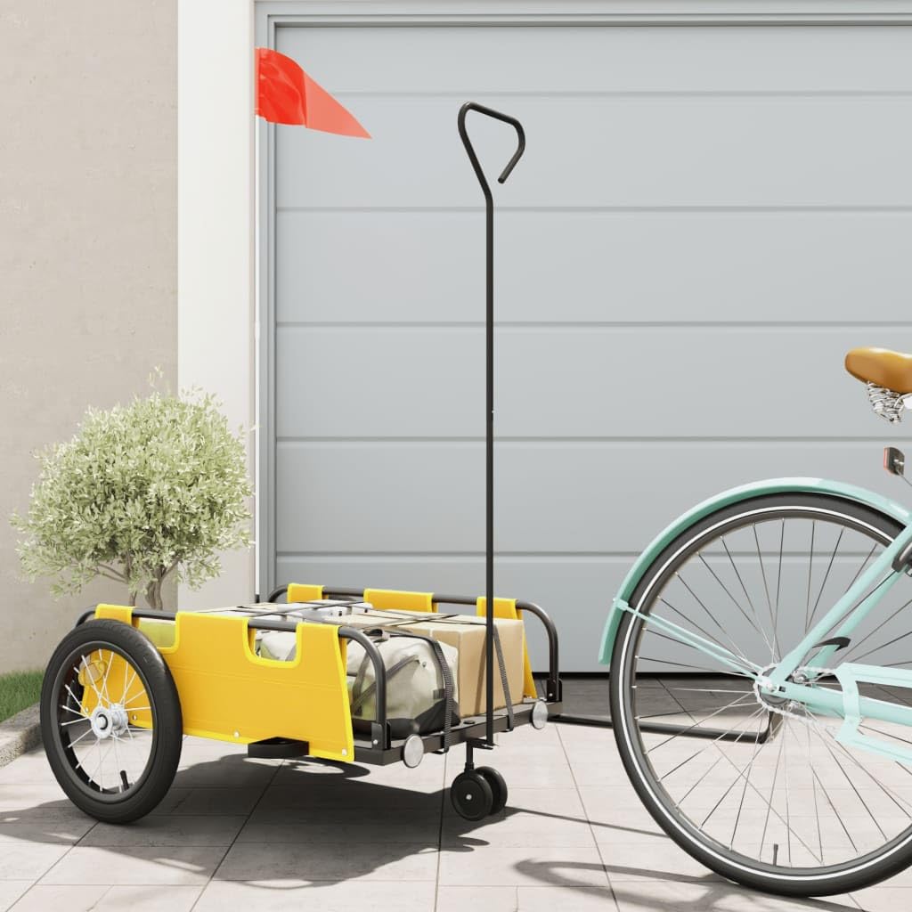 ShGaxin Fahrradanhänger Gelb Oxford-Gewebe und Eisen, Fahrrad Anhänger, Lastenanhänger, Handwagen, Fahrrad-lastenanhänger, Lastenfahrrad - 94190