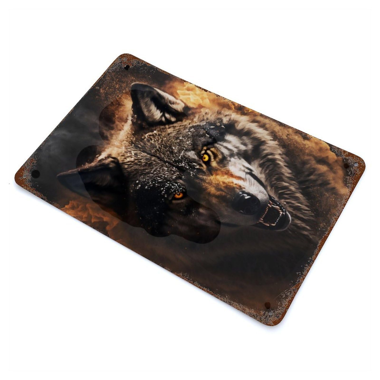 The Wolf Portrait Vintage Metal Tin Sign 11.8"x7.9", Ideal for Cafe, Home Bar And Lounge Decor