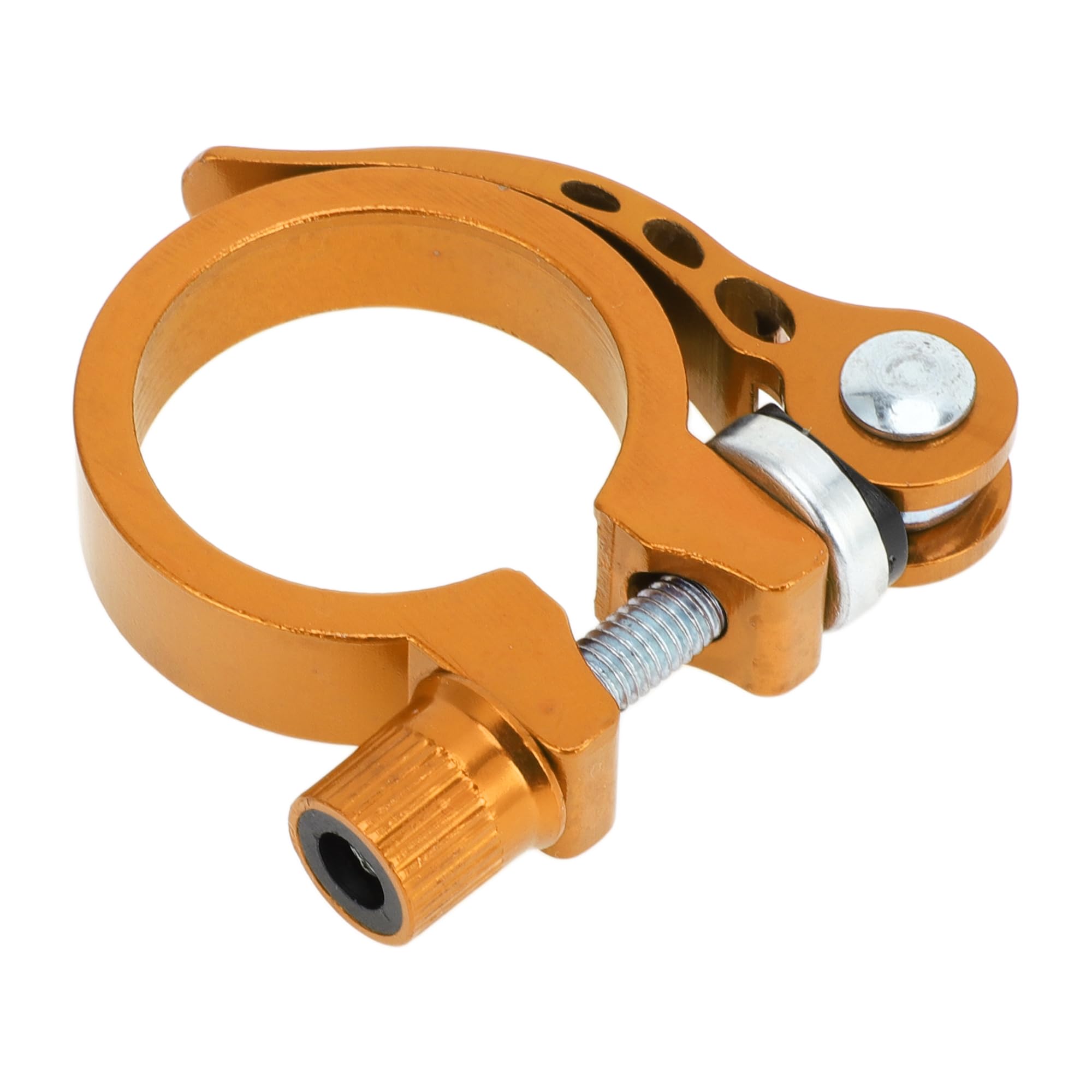 Motoforti Universal Bike Bicycle Seat Post Clamp Seatpost Collar, 34.9mm, Quick Release, Aluminum Alloy, Yellow