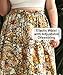 CARCOS Plus Size Skirts for Curvy Women 1X Summer Elastic High Waisted Boho Maxi Skirt Coffee Floral Pleated A-Line Tiered Long Skirts with Pockets XL 14W 16W