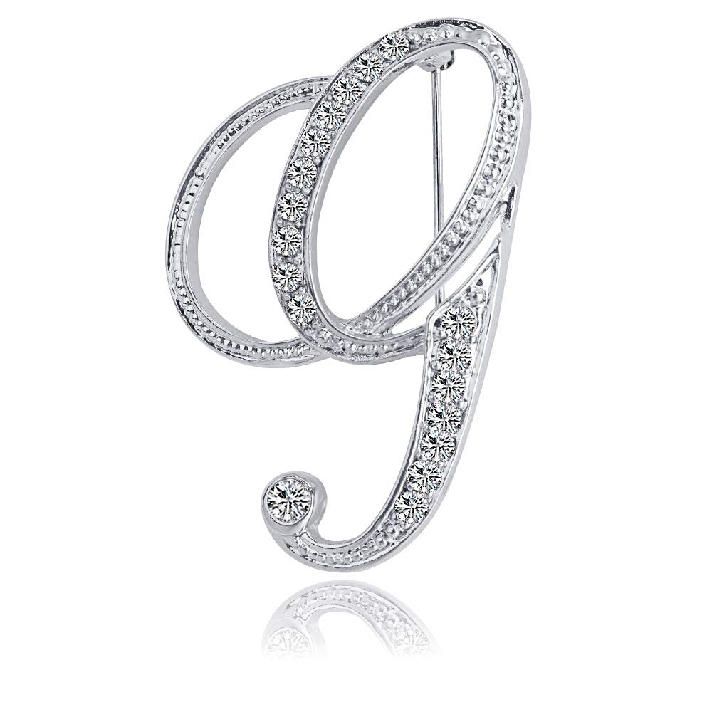 ETHOONLetter Brooch Pins Initial Rhinestone Brooch for Women Crafts Silvery A-Z