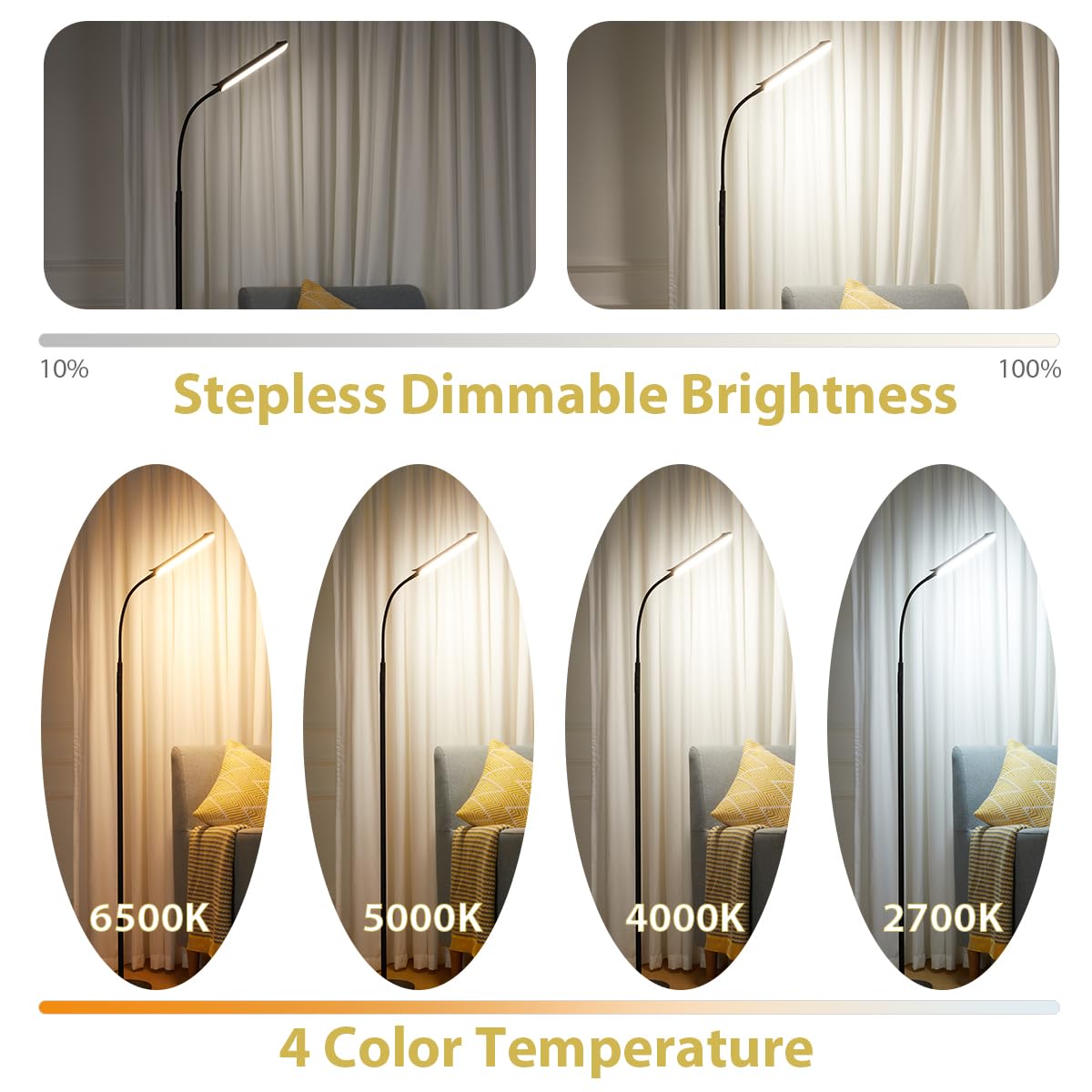 Lampada Da Terra Dimmerabile Con Telecomando - 5 Temperature Colore E Timer