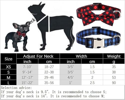 Miniatura 4 de Buffalo - Juego de collar y correa para perro a cuadros, collar de mascota con lazo, collar ajustable para perros machos y hembras, collar de perro