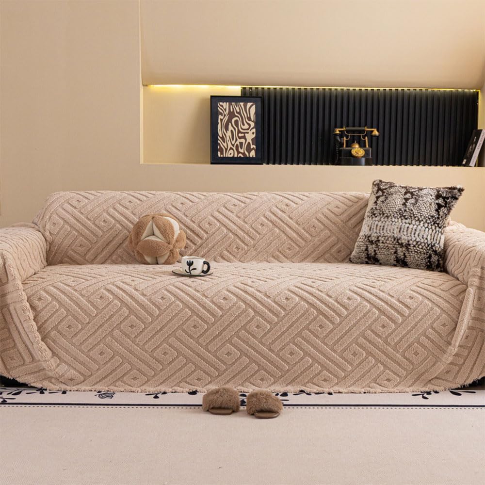 Hiseng Polaire Chaude Housse de Canapé Protection, Hiver 1 2 3 Place Serviette de Canapé Lavable Anti-Poussière Couverture Protège, pour Chat Anti Griffe (Noir 3,180x320cm)