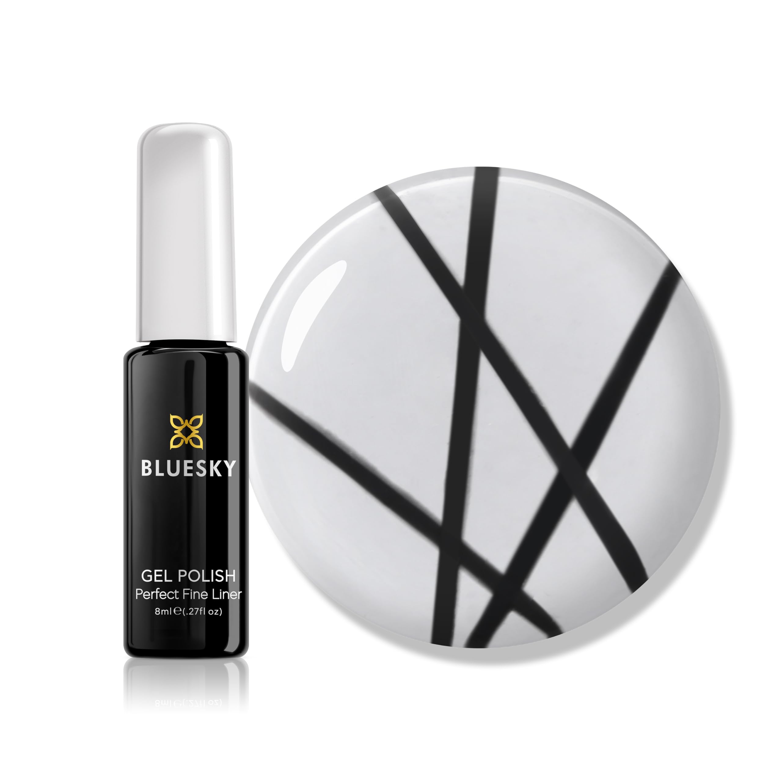 Bluesky Fine Liner Nail Art Gel Polish, Black - 8g, Gloss Fine Line Gel for Nail Design (Requires Drying Under UV LED Lamp)