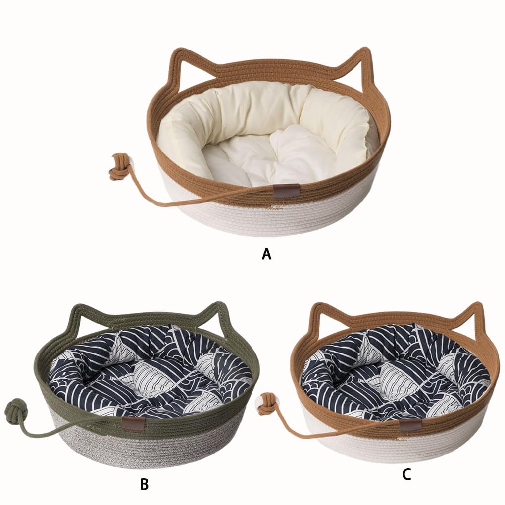 Amazon.co.jp: KIXZSAZ 編みロープバスケット、猫ベッドバスケット