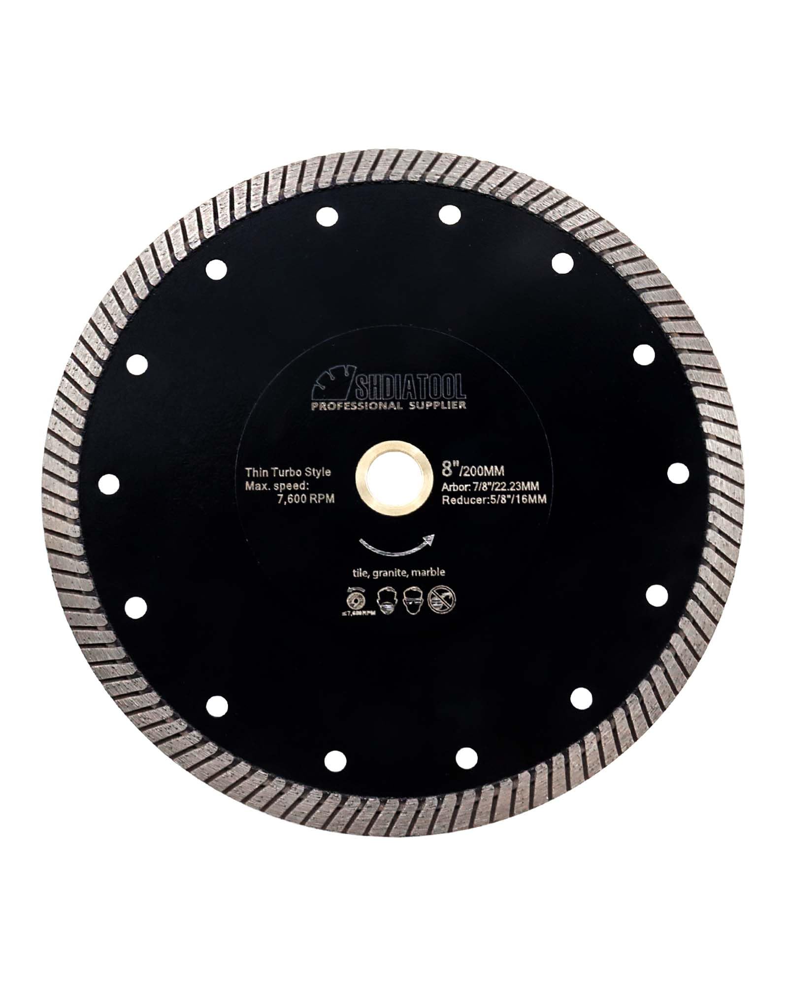 SHDIATOOL Diamond Turbo Blade 8 - Inch Super Thin Cutting Disc for Porcelain Ceramic Tile Granite Dia 200mm