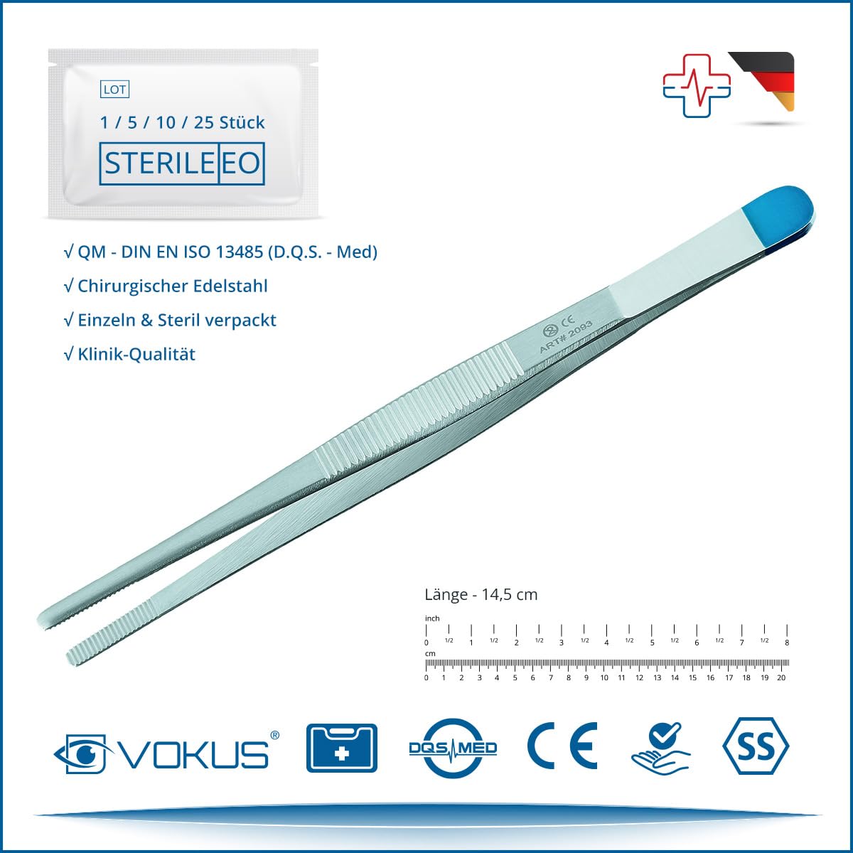 Pinzette Anatomiche Solingen - 12,5 Cm Appuntite Con Dentatura Interna, Fatte In Germania - Foto 5