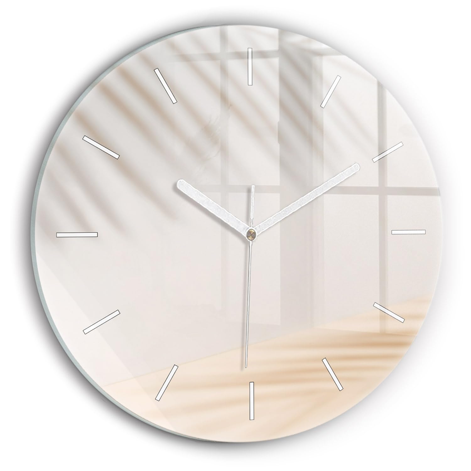 Horloge en verre 30 cm Wallfluent au style abstrait crème
