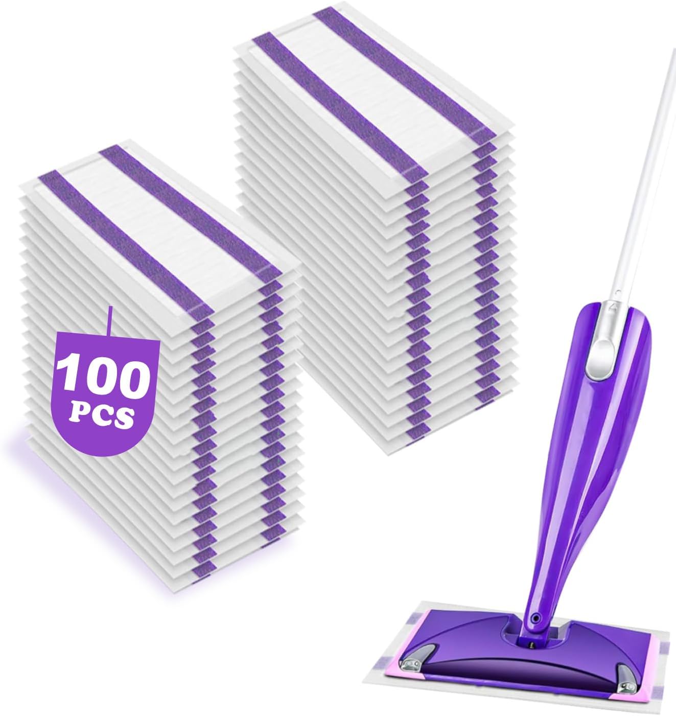 100 Pack Disposable WetJet Pads Refills for Swiffer Wet Jet Mop - Multi-Surface Floor Cleaning Mop Pads, Compatible with Swiffer Wet Pads Refill, 4 Layers Thickened & Durable | Heavy-Duty Absorbent