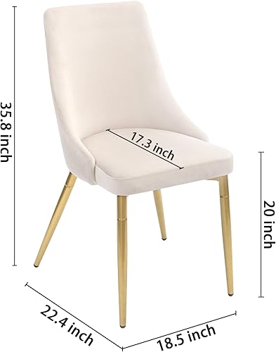 Miniatura 3 de CangLong Silla auxiliar tapizada de metal con respaldo alto, para cocina, comedor, sala de estar, invitados, dormitorio, juego de 2, beige + patas