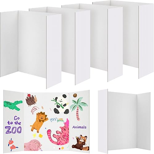 Miniatura 10 de Paquete de 3 tableros de póster triple, hojas de cartón blanco de 24 x 16 pulgadas para proyectos escolares, ferias de ciencias, eventos de negocios