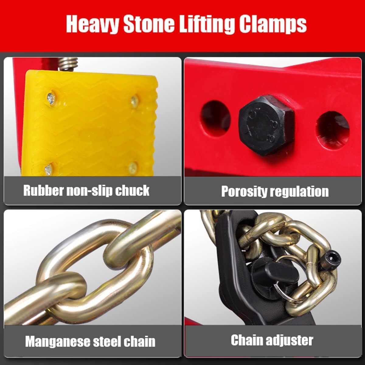 Lifting clamp Heavy-duty Chain-type Thickened Stone Lifting Vertical Steel Plate Clamp Fixing device(26inch)