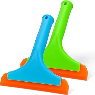 Silicone Squeegee, 2 Pack Small Squeegee for Car Window Cleaning, 6 Inch Shower Squeegee for Glass Doors with 7.5inch Long Handle, Window Tint Squeegee Small Squeegee for Mirror, Shower, Car