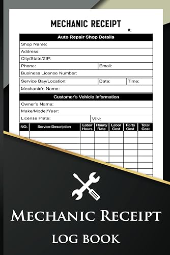 Mechanic Receipt Log Book: Simple Automotive Repair Work Order Form | Blank Auto Repair Invoice Forms | Auto Repair Estimate Log Book