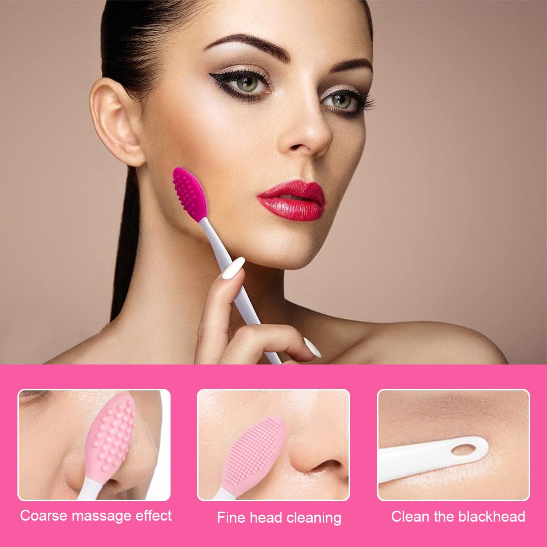 8 pcs pinceau à lèvres, Brosse exfoliante pour les lèvres, outil d'exfoliation en silicone double face, mini-pinceau nettoyant pour les lèvres pour hommes et femmes, aspect plus lisse
