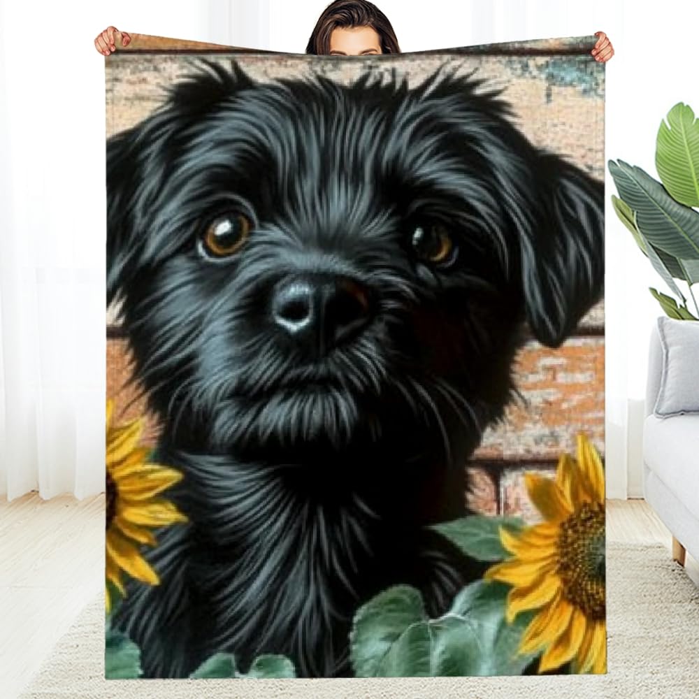 Couverture en flanelle tournesols noirs 40x50 pouces pour lit et canapé
