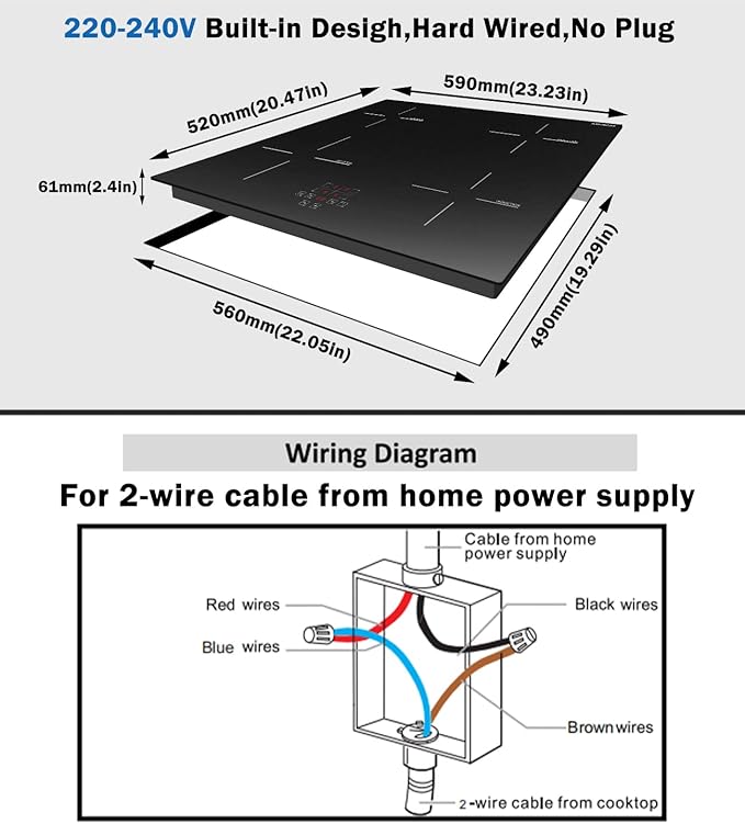 Estufa Vitrocerámica 4 Puestos 24 Pulgadas Empotrable 220-240V miniatura 3