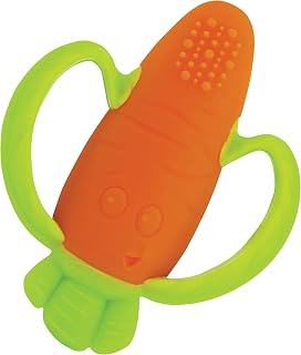 Infantino Lil’ Nibbles Carrot Teether - BPA-Free Textured Silicone Baby Teething Toy, Soft Grip Sensory Relief for Infants