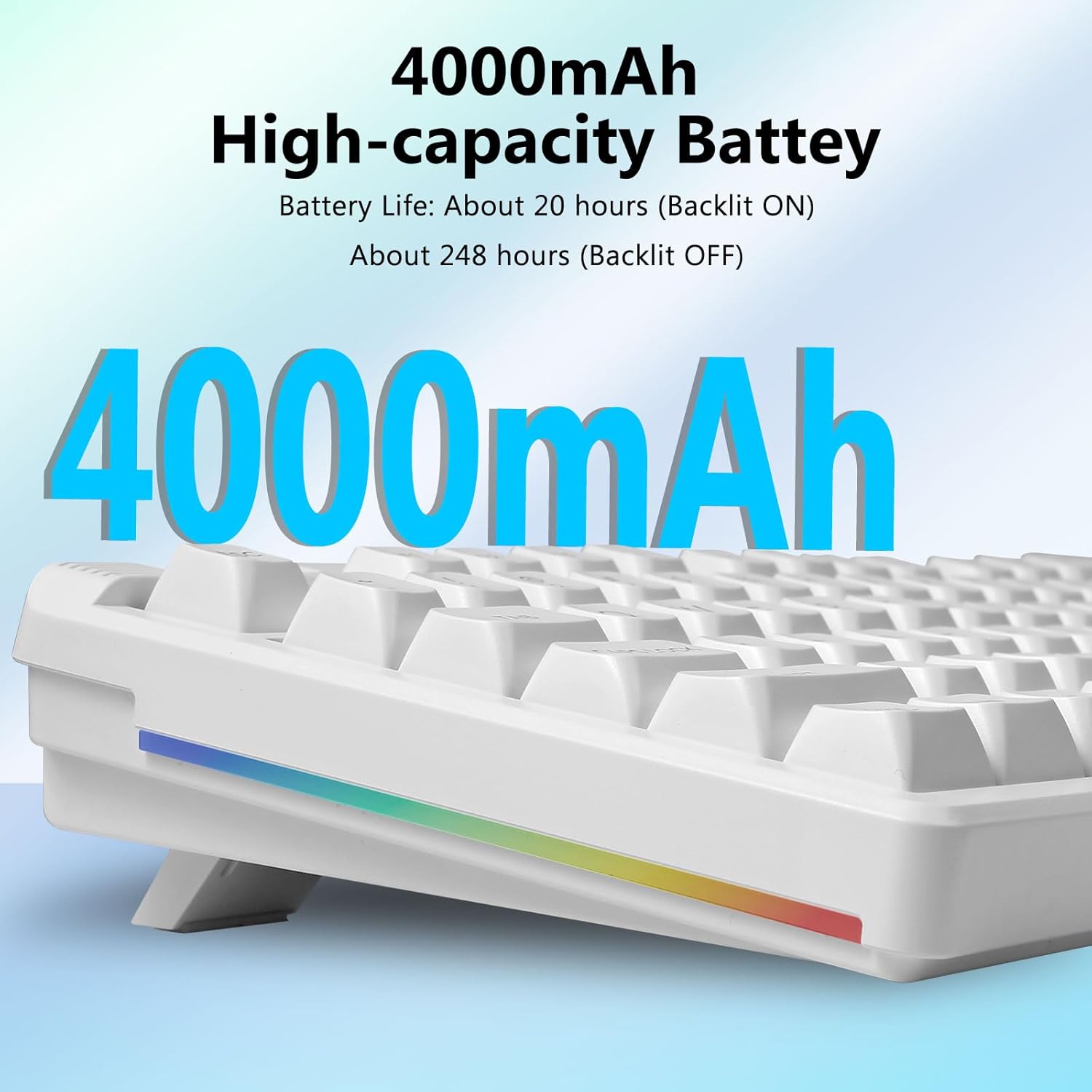 Redragon Wireless Mechanical Keyboard, Bluetooth/2.4GHz/USB-C Wired, 75% Hot Swappable Custom Gaming Keyboard with Knob, RGB Backlit, Pre-lubed Linear Switches, Creamy Sound, PBT Keycaps, White 8 619OFvp9POL. AC SL1500