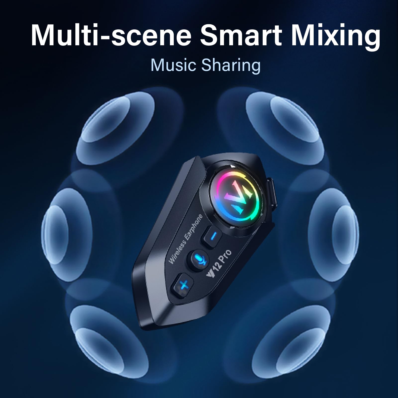 Auriculares para casco de motocicleta con intercomunicador de 2 vías de 500 yardas, sonido HiFi, cancelación de ruido, compartir música, batería de 1000 mAh, FM, fácil de conectar/usar