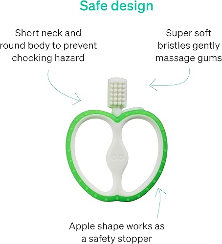 Vista 2 de LoveNoobs™ Easy Grip - Cepillo de dientes para dentición para bebés de 4 a 12 meses, diseño seguro, cerdas suaves para encías sensibles, sin BPA