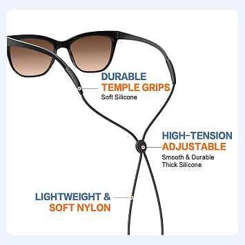 Glasses Strap 3Pcs, Adjustable Eyewear Holder Sunglasses Strap, Eyeglass Holders Around Neck, Eyewear Retainer for Sports, Glasses Chain for Women Men Kids