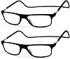 NEW VISION Reading Glasses with Magnetic Closure Pack of 2 Reading Glasses Comfortable Magnetic Closure Front Reading Glasses NV2904 Reading Aid for Men and Women (2SCHWARZC6 2 x)
