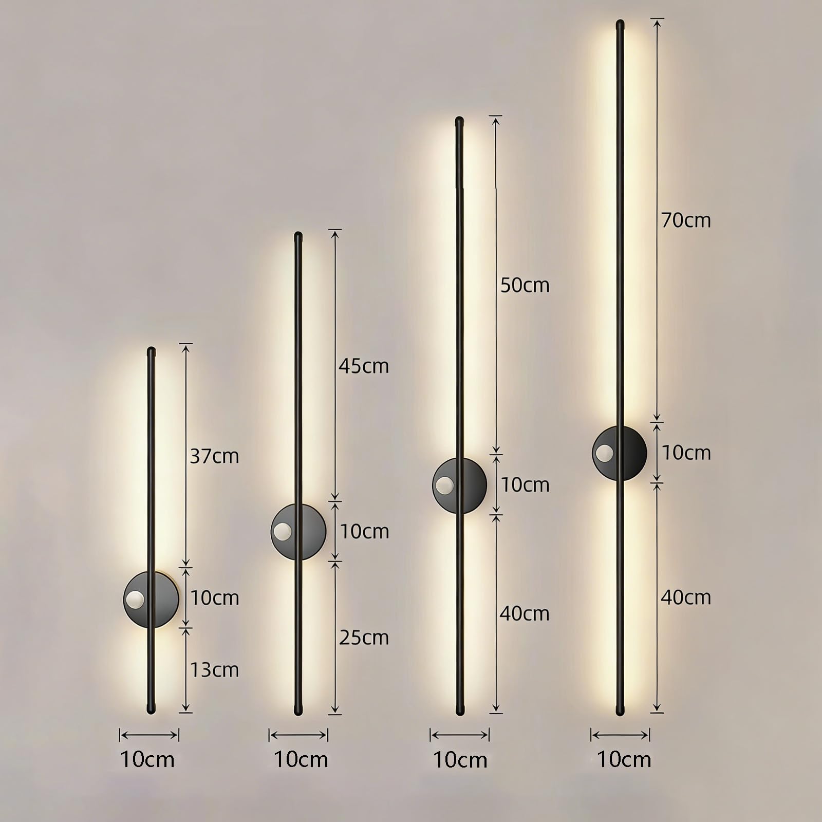 Moderne LED Applique Murale Intérieure Lampe Murale mit Bewegungsmelder Luminaire Mural Longue Design Éclairage Mural Aluminium pour Salon Chambre Couloir (Or-Lumière Blanche,120cm)