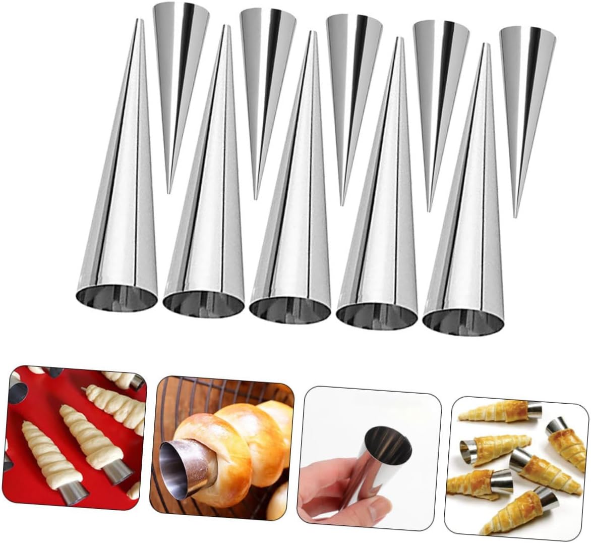 10pcs Stainless Steel Croissant Molds Non-stick Baking Cone Tools for Croissants Pastries and Bread and Easy to Use for Home Baking