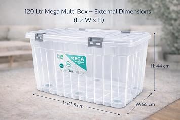 BH | Plastic Storage Box with Lids and Wheels | Extra LARGE Size |120L (L:81.5cm W:55cm H:44cm)| 1-PACK |Stackable Clear Durable Multipurpose Office Toys Home Tools Crafts Household - by Best House
