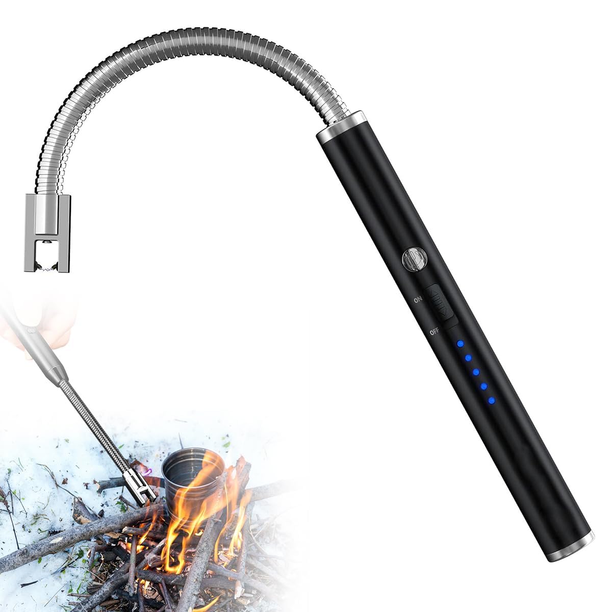 Electric Arc Lighter, Plasma Lighter Flameless Rechargeable USb Lighter Wind & Weatherproof Lighter For Kitchen, Barbecue, Candles, Fireworks, Gas Stove, Black, EAR1CLT01
