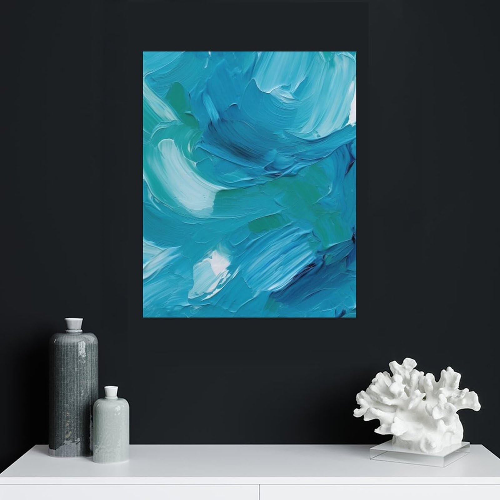 Amazon.com: GFLFMXZW Blue Oil Paint Texture Wall Art Canvas