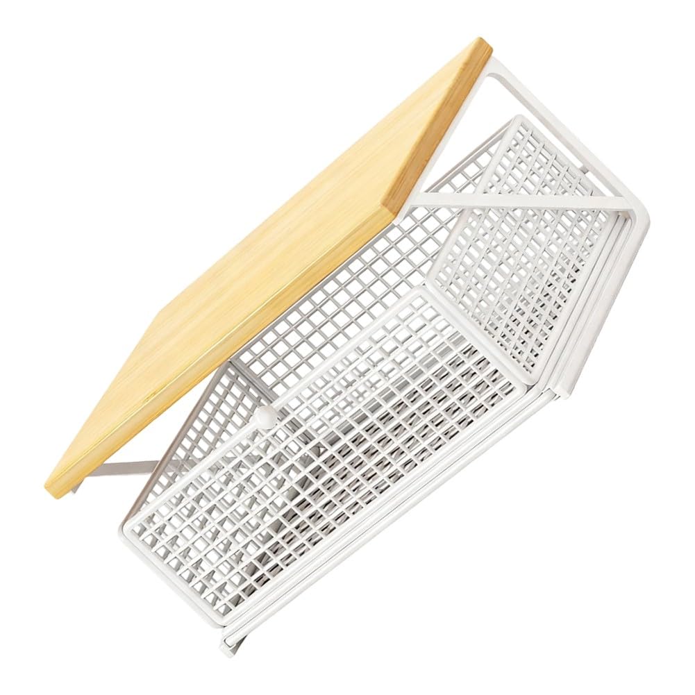 Vertikaler 2-lagiger Küchen-Organizer mit Schieberegalen, robustes Metallregal, Utensilien und Kaffeezubehör, weiß, 35 x 25 x 18 cm