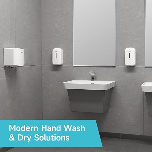 Miniatura 7 de AIKE Dispensador automático de jabón líquido de montaje en pared de 33.8 oz con construcción ABS comercial, modelo AK1226S (blanco)