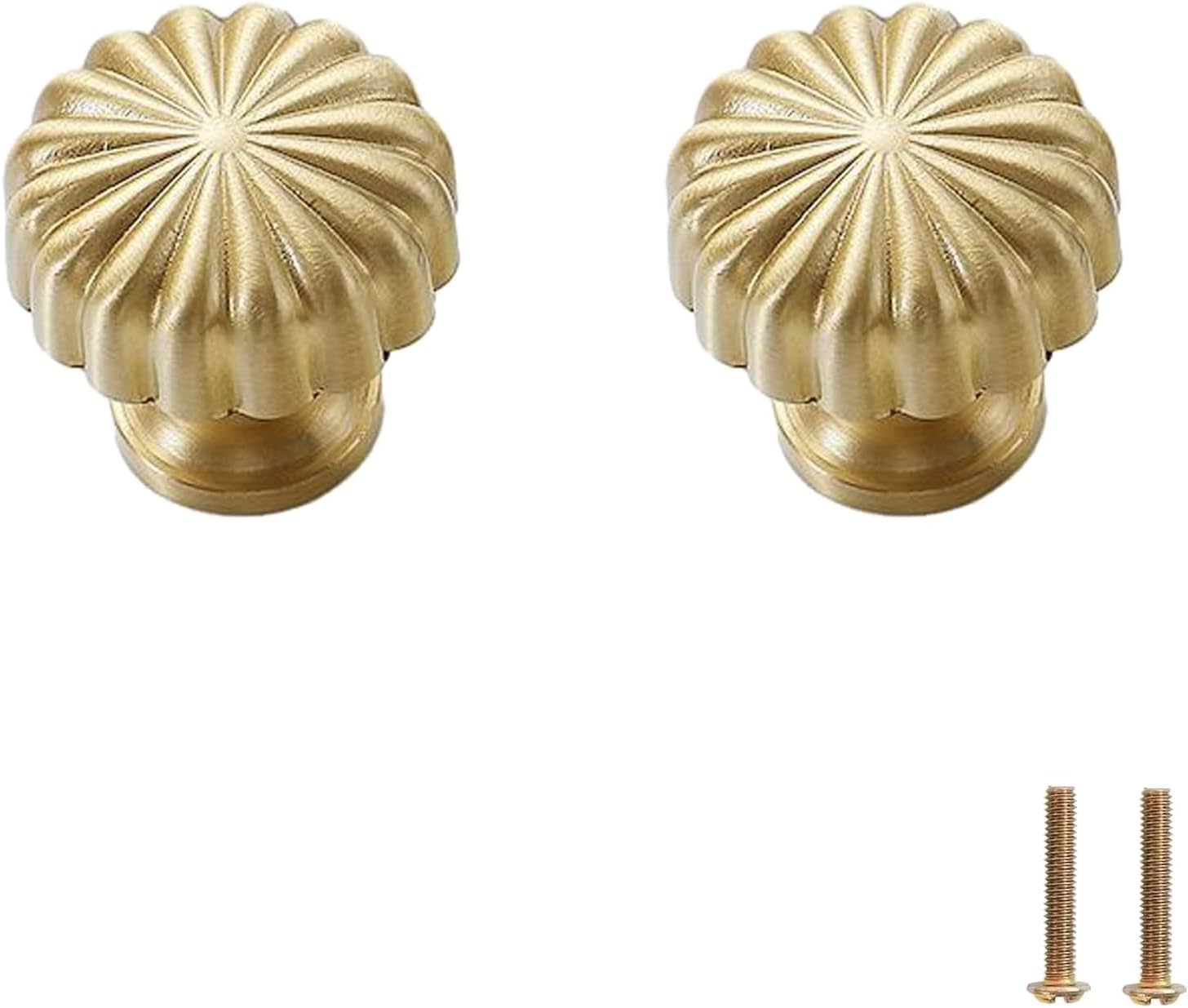 Tnbccxn 2 Copper Cabinet Handles, Cabinet Handles,2 Pcs Fancy Embossed Pure Copper Knob(2 Copper)