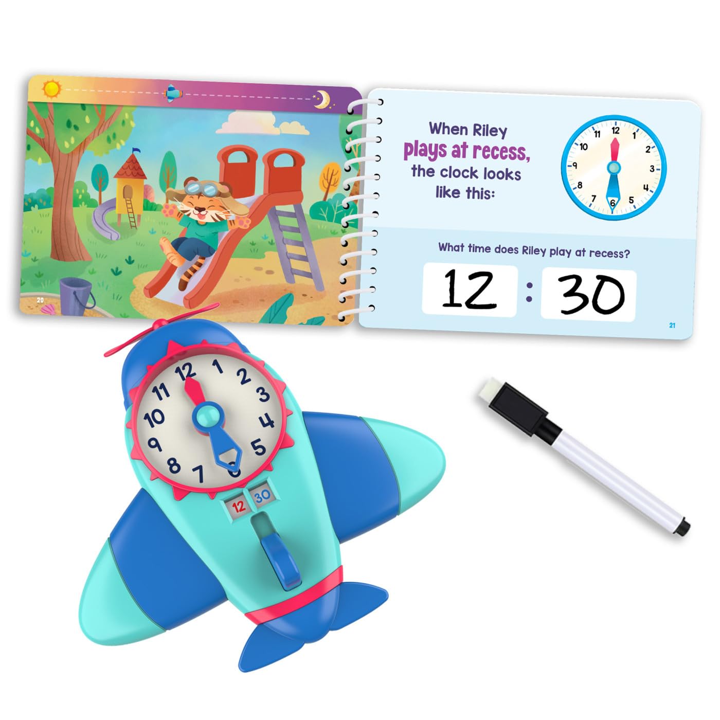 Learning Resources Time to Learn Telling Time Activity Set, Toy Learning Clock for Kids, Practice How to Tell Time on Analog Clocks, Time Classroom Teaching Resource, Ages 4+
