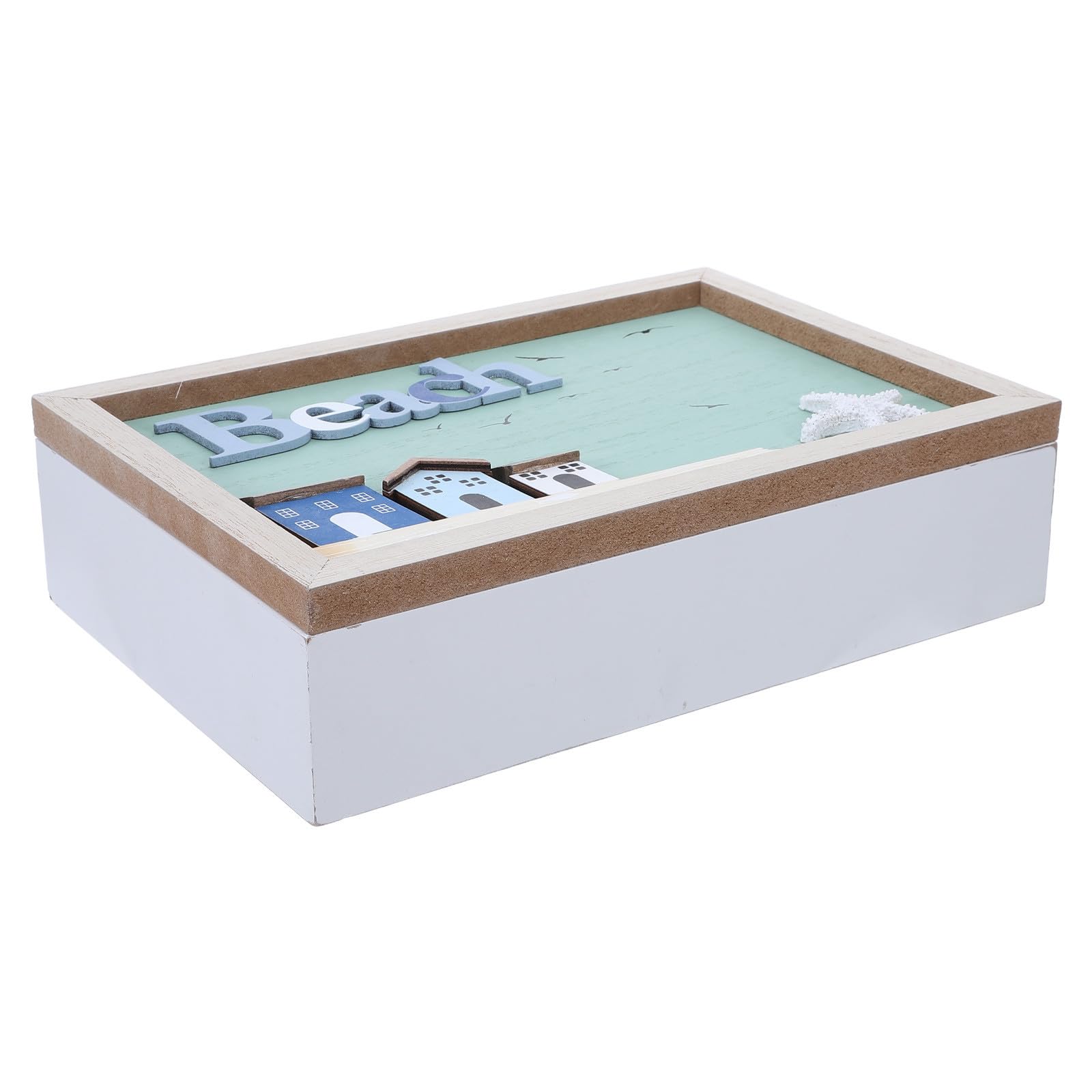 TOYANDONA Caja de Almacenamiento de Escritorio, Organizador de Bolsitas de Té de Madera, 6 Compartimentos, con Tapa y Divisor, Madera, para Bolsitas de Té y Snacks, para Hogar y Oficina