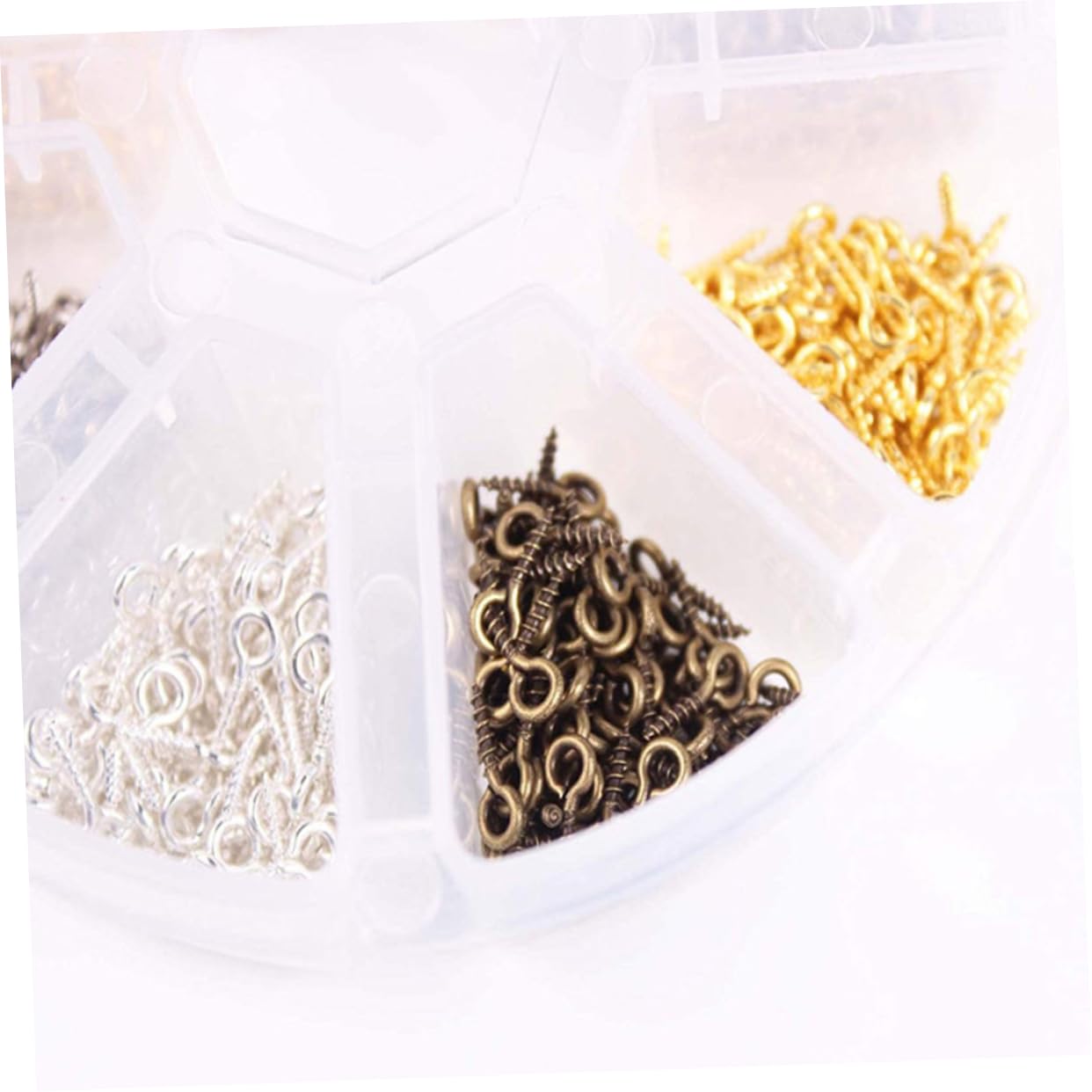 Angoily Jewelry Making Findings Screw Hoist Ring 800pcs/box Charms for Jewelry Sheep Eye Screw Hook Threaded Eye Pin Eyelet Mixed Sizes