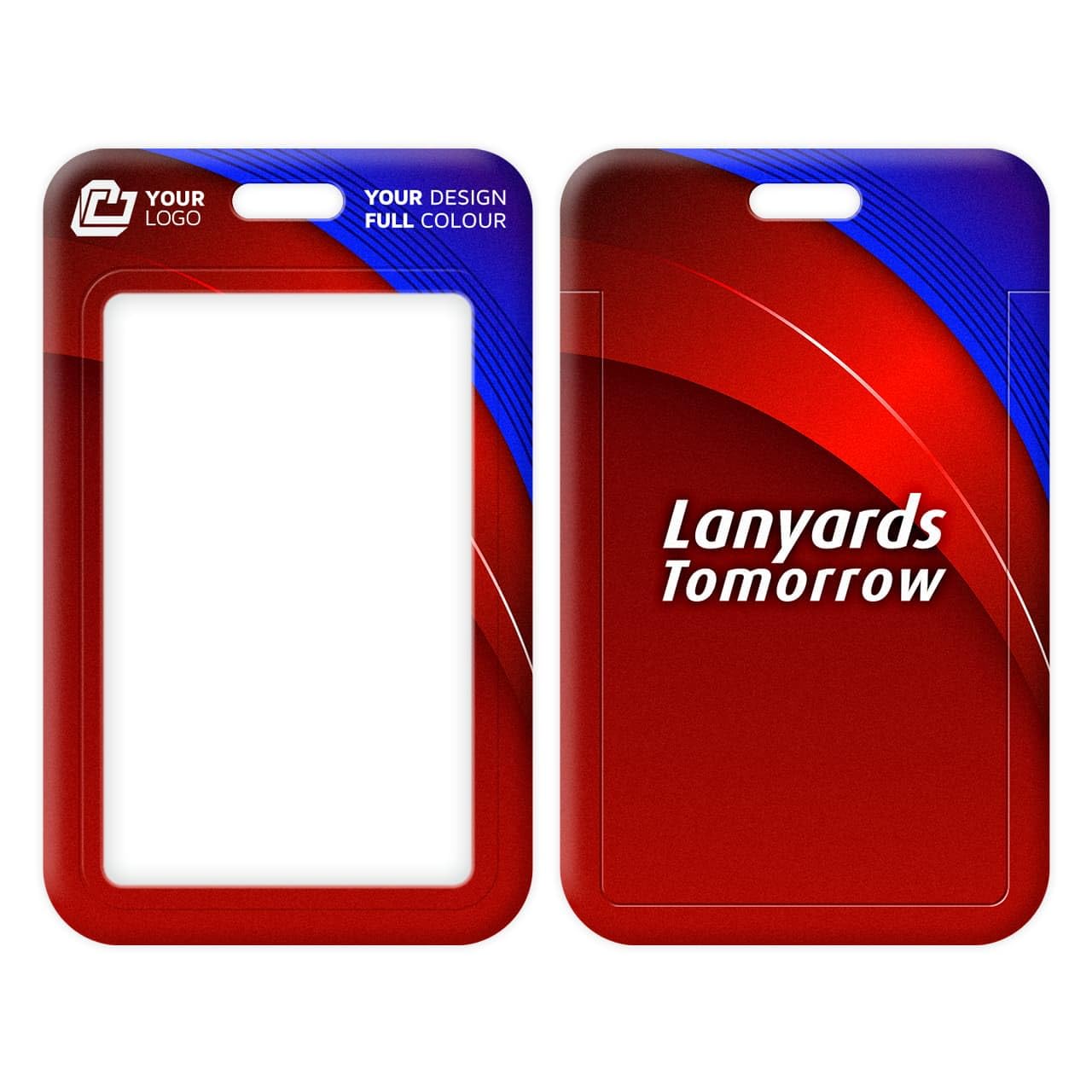100 x pionowy spersonalizowany plastikowy uchwyt na identyfikator od smyczy, kolorowy nadruk, zaprojektuj własne niestandardowe suwakowe etui na karty ADD logo i tekst mieści 5,4 x 8,6 cm (portret)