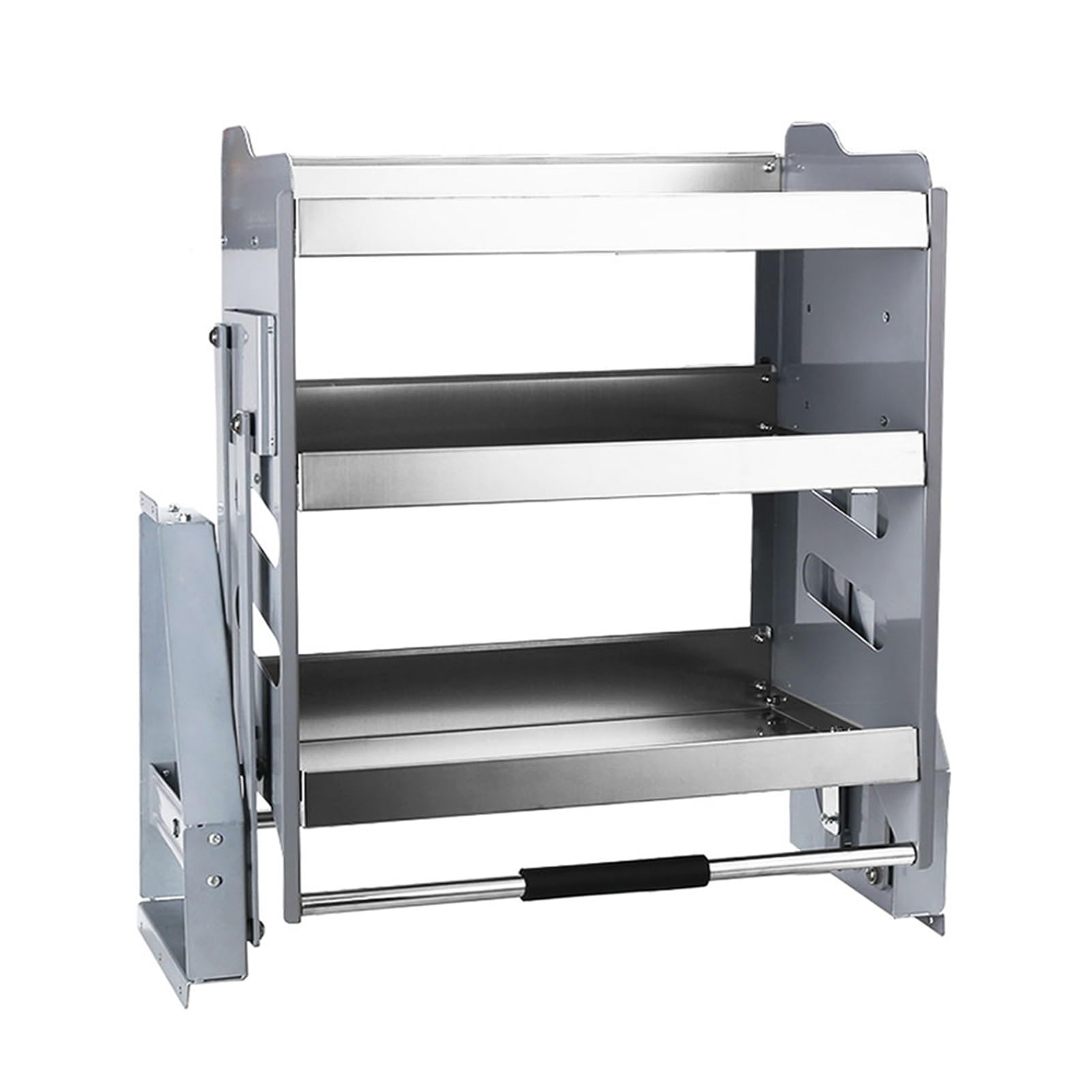 IUokLU 3-Tier Pull-Down Spice Rack Organizer for Cabinets - Space-Saving Hanging Mount with Lift-Up & Turn-Open Doors - Maximize Kitchen Storage(56-57cm)