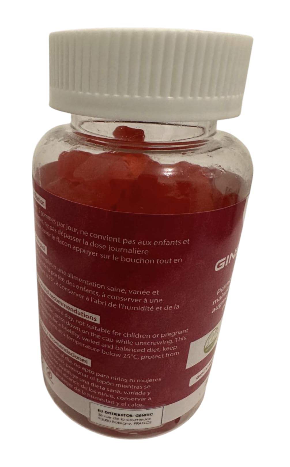 Gummies Ginseng Rouge avec de la Maca jaune BIO de Corée | Viagra homme naturel, Vitamine b12, Energie, Force, Augmente le désir et les performances, 60 gummies, Goût Fraise