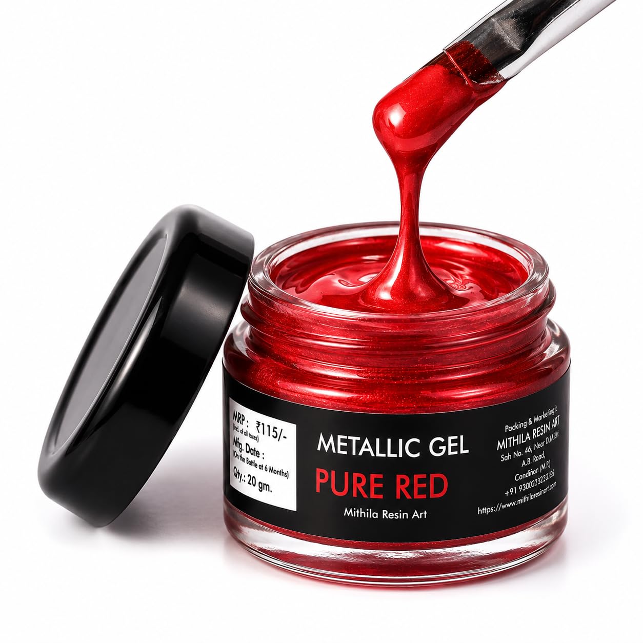 Pure Red Metallic Gel Pigment Paste, 20g Jar, for Epoxy Resin Art | High Concentration Resin Color Paste, For Geode Art, River Tables, Coasters, Trays, Jewelry, Clocks, DIY Crafts & Acrylic Art-image-10